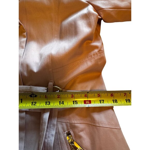 Guess Womens Double-Breasted Belted Trench Coat L/G Light Pink Cotton Polyester - Picture 7 of 13